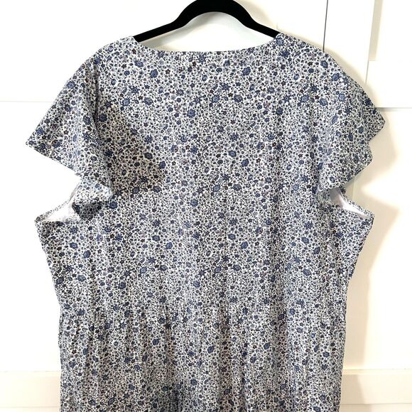 NWT Lane Bryant White and‎ Blue Cotton Floral Dress in Size 24 - Picture 7 of 11